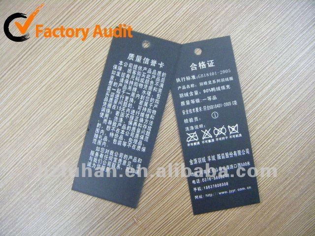 All Shaped Printed Hang Tags for Garment
