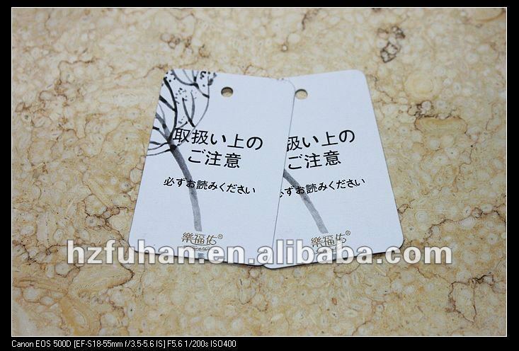Japan letter hang tag for ladies dress and clothing