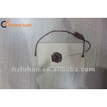 Garment buckle paper hang tag with string