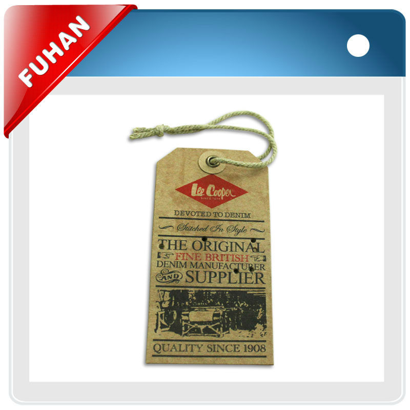 2013 costomized kraft paper printed hangtags for garments