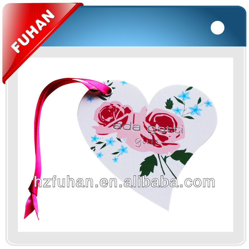 Fashion Paper Tags With String, Black Color, UV, Red Hot Stamping