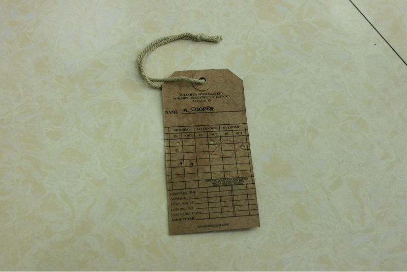 kraft paper tag with cotton string for garments and button bag