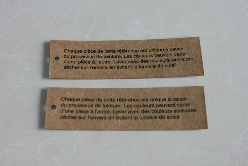 Custom vintage paper hang tags for garments