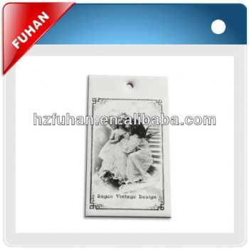 Newest design directly factory woven fabric hangtag with metal chain
