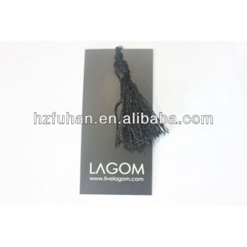 Embossed paper hang tag with tassel for appareal