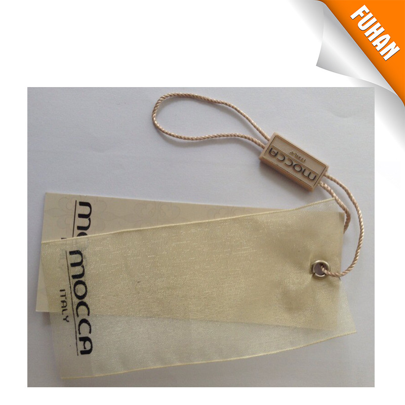 Printed cotton hang tag with copper eyelet