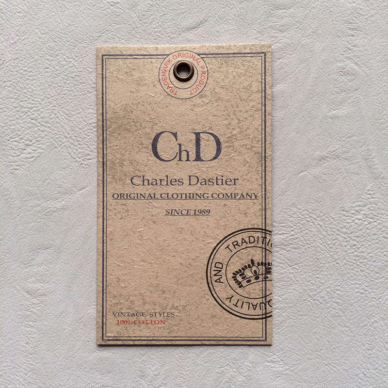 Debossing and embossed logo clothing tags with metal eyelet