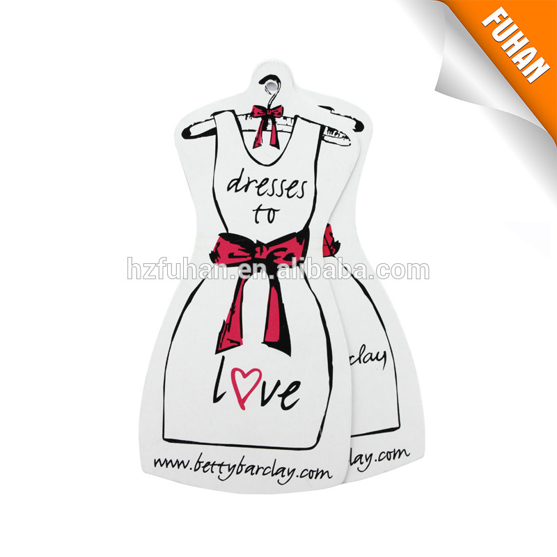 Coating and waterproof customized white paper hang tags for dress