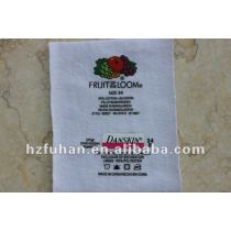 cotton washing label with fruit and letter