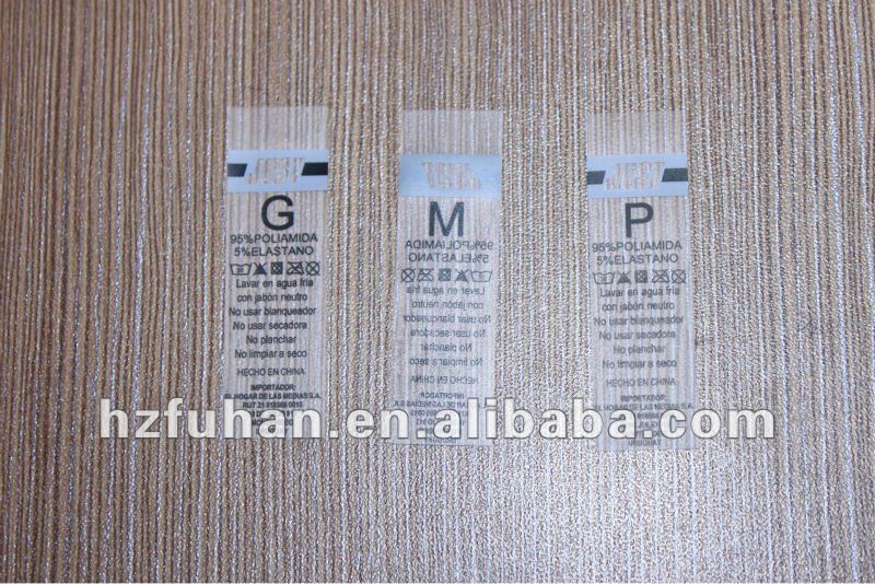 flexible plastic printed label for garment