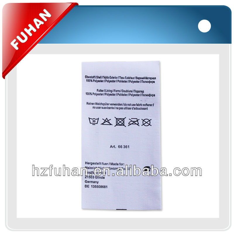 2012 HOTEST SALE Care Labels With Fashion Design For garment