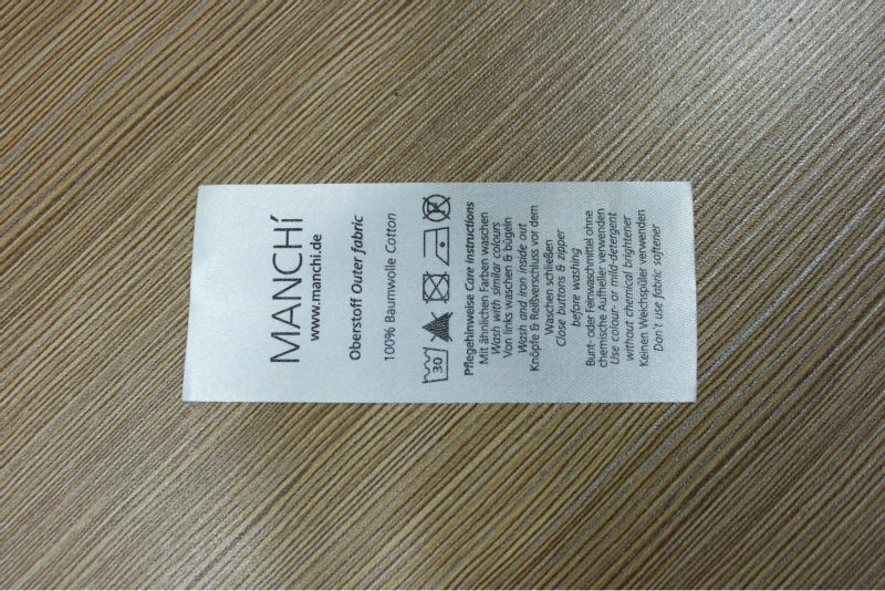 silk screen printed wash care label and hang tag