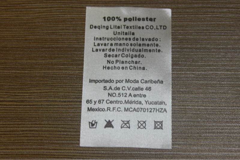 2013 Fabric label, neck label, garment care label in apparel