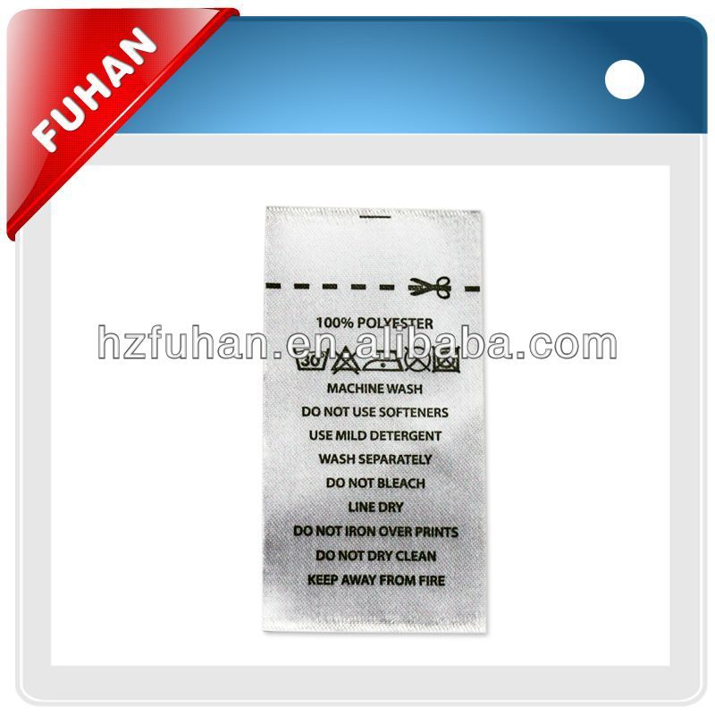 Customed directly factory printed wash care label