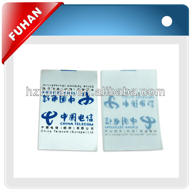 2014 factory promotional satin printing label with offset printing technics for clothing/bags/toys