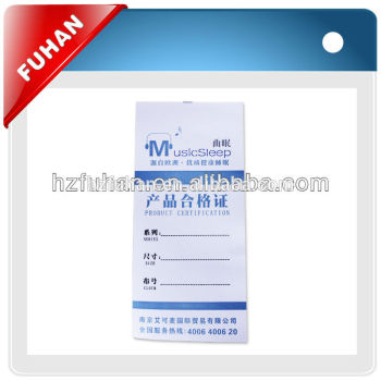2014 Factory directly customized organic satin printing label with silk screen technic for garment