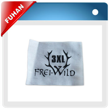 2013 Best Price double side printed label with silk screen printing style for canvas garment