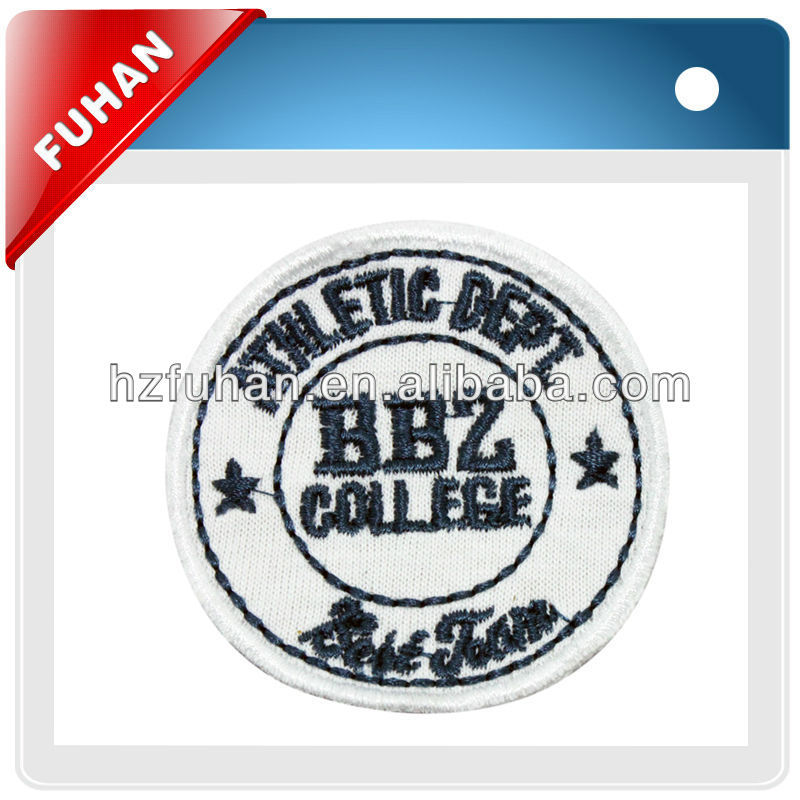 2014 Customized design round shape embroidery patch for garment,bag