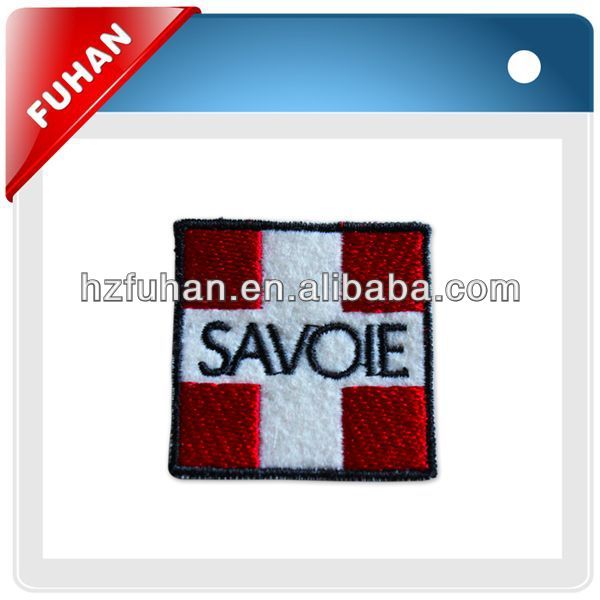 Supply 100% polyester yarn letter embroidery badge