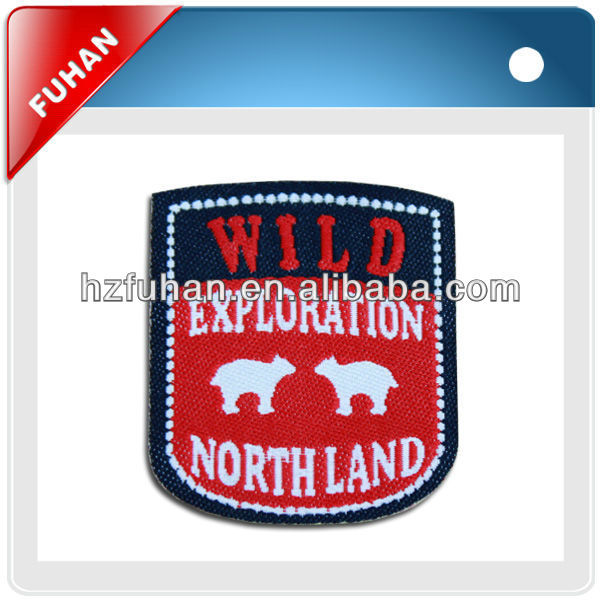 China Wholesale Customized merrowed border woven patch with adhesive back