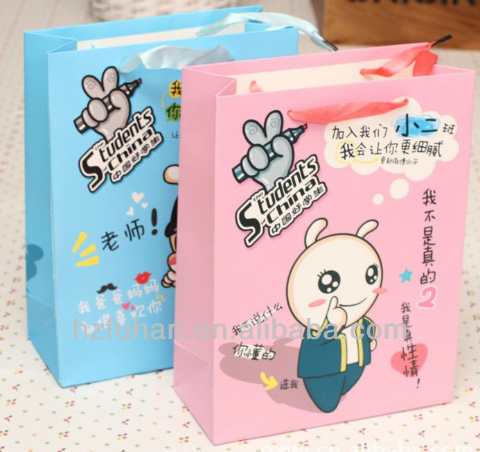 paper bag with ribbon handle