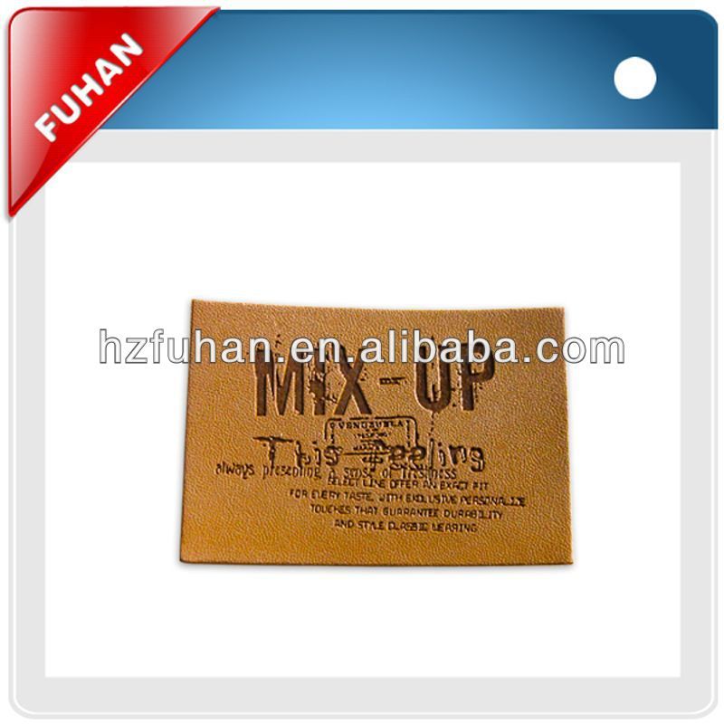 High Quality custom embossed leather label (FH-L709)