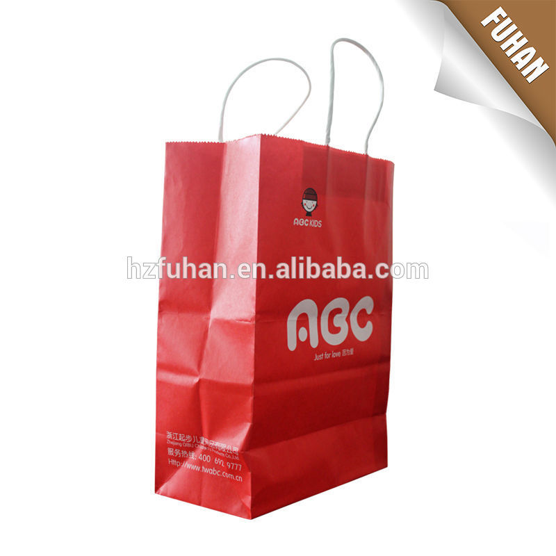2014 personalized design art paper silk screen printing technics shopping bag for garment/shoes/food