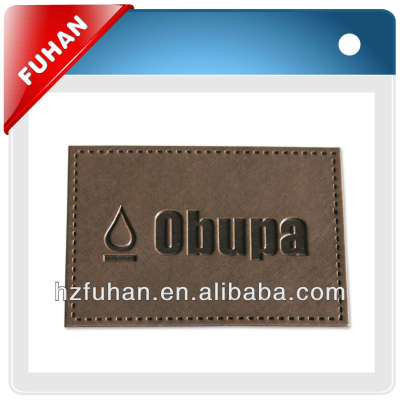 Fashionable embossed garments leather back patch labels
