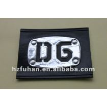 rubber logo with hot stamplzing for garment