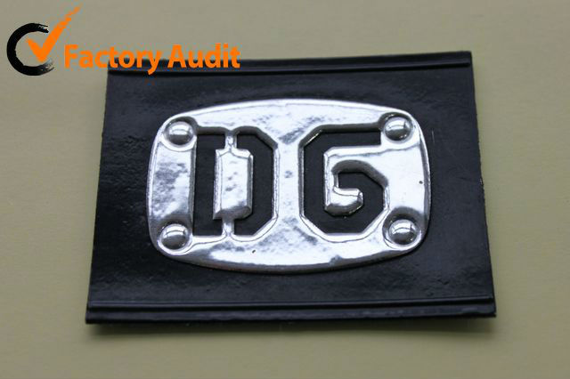 Real leather patch with metal logo