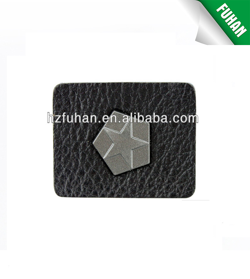 direct factory provide custom jeans leather patch labels with metal logo