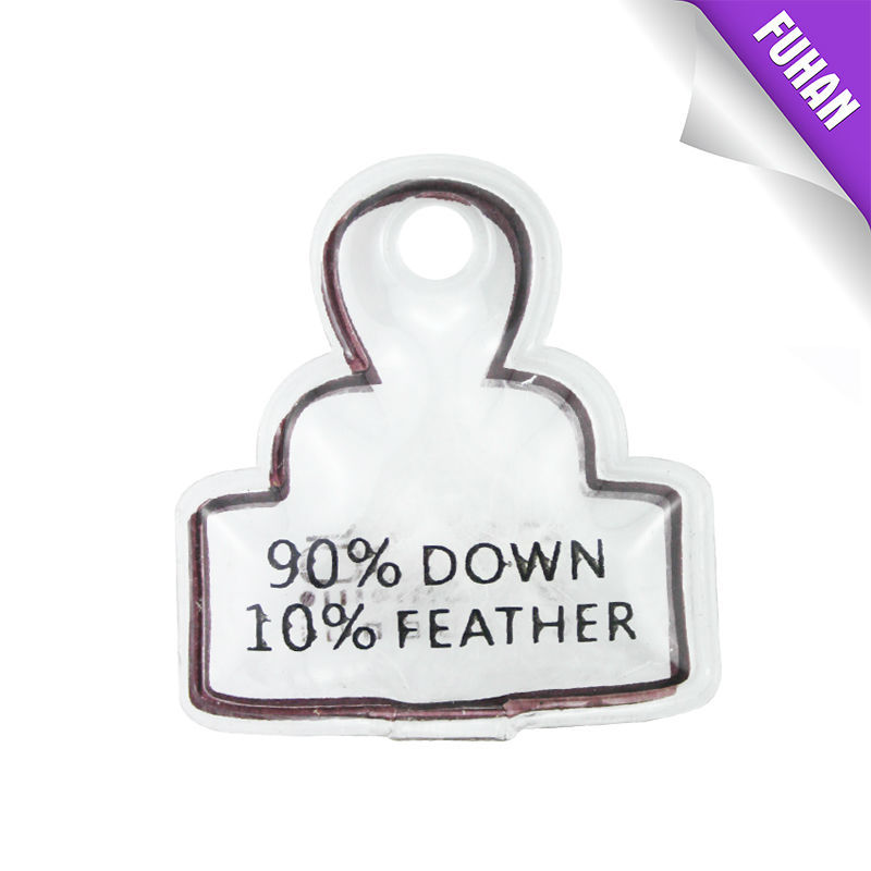 hot sale custom down inflation feather logo printed irregular shape tag