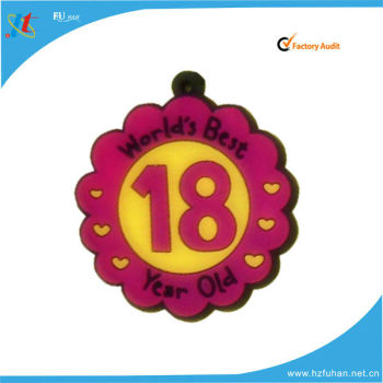 Round rubber tag with transparent background and recess