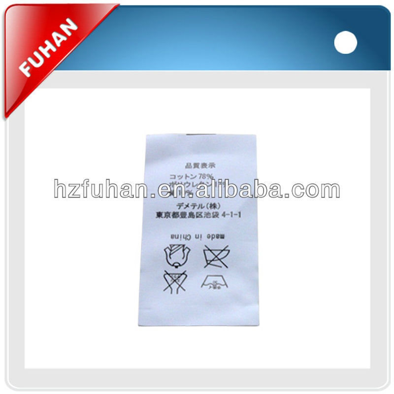 Custom printed sew in cloth labels,care label,ashable cloth labels for garments