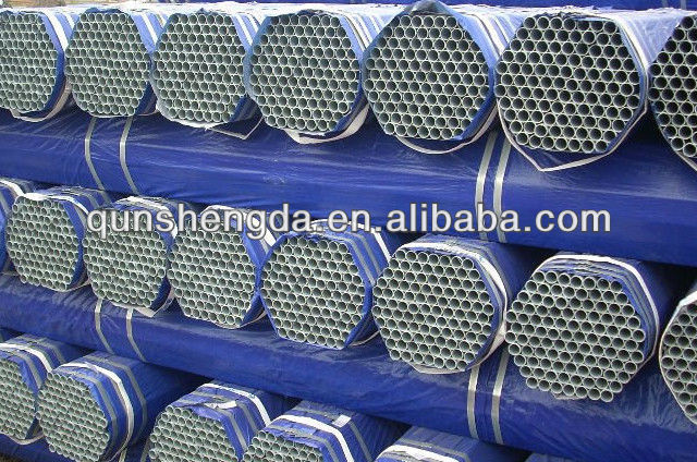 ASTMA53 Hot dip gi steel pipe with threading and coupling