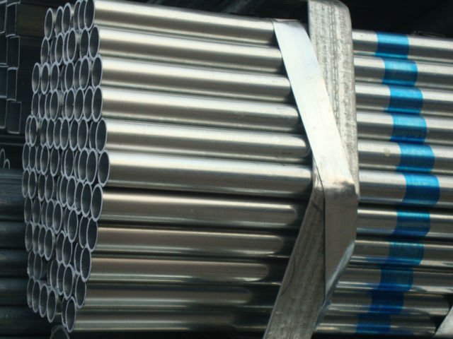 Q235 Hot dip gi welded steel tube with threading and coupling