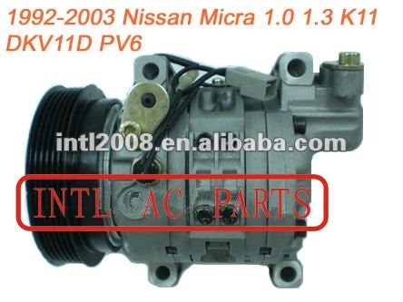 Dkv11d compressor para 1992-2003 nissan micra 1.0 1.3 k11 92600- 67b01 2f232- 45010 506021-2461 70504-45010 92600- 6f500