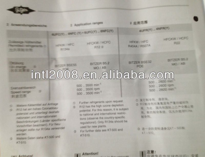 100% original Bitzer compressor ac compressor for BITZER 4PFCY 4UFCY 4NFCY 6UFCY 6NFCY 4UFRY 4NFRY