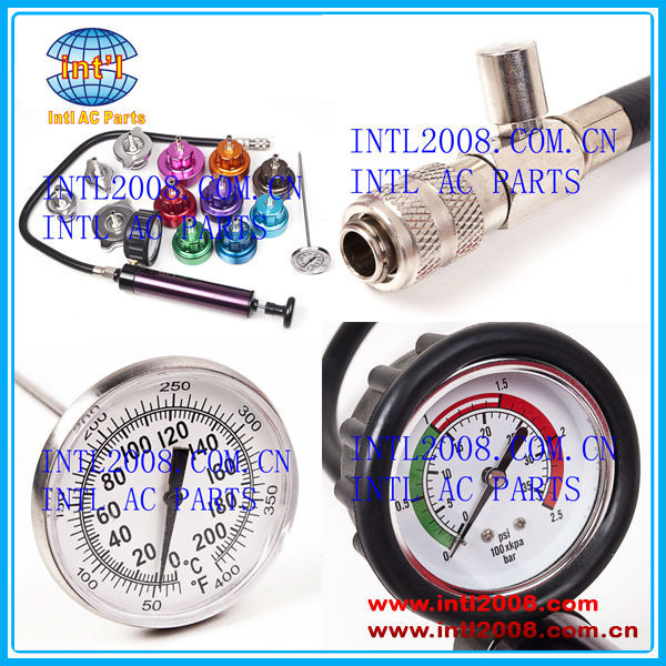 Auto Cooling System Radiator Cap Pressure Head Gasket Test Leak Detector /Tester Kit Pump Gauge Adapters
