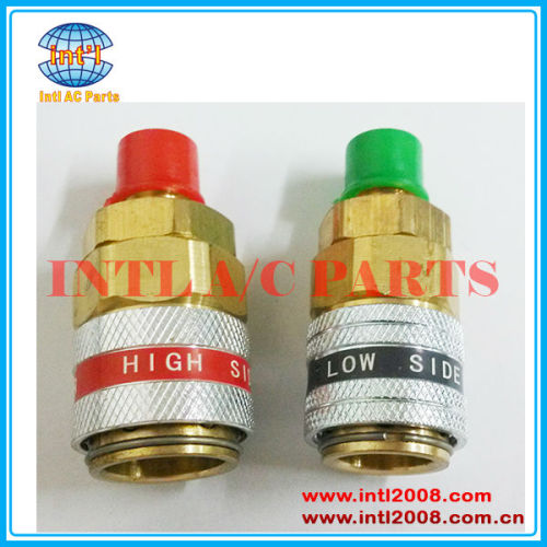 R134A 180 Straight Auto Car Refrigerant QUICK COUPLER Adapter Connector Set High & Low Side