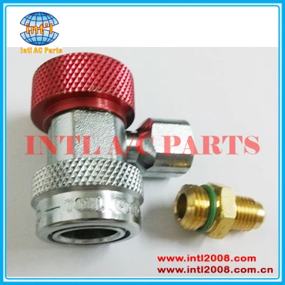 90 Degree High Side R134a auto AC Air Conditioning Adjustable Quick Coupler Adapter Connector