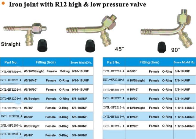 iron steel joint with R12 hign & low pressure valve wholesale and retail