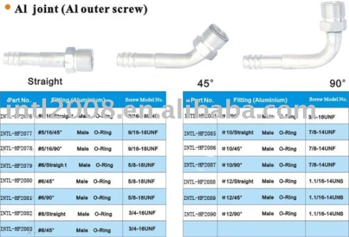 Standard aluminum joint with aluminum outer screw flare type wholesale and retail