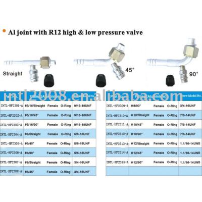 aluminum joint fitting with R12 hign & low pressure valve wholesale and retail