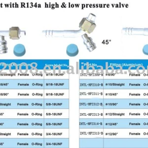 aluminum joint fitting with R134A hign & low pressure valve wholesale and retail