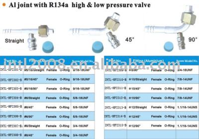 aluminum joint fitting with R134A hign & low pressure valve wholesale and retail