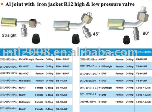 aluminum joint with aluminum jacket cap R12 HIGN & LOW PRESSURE valve wholesale and retail