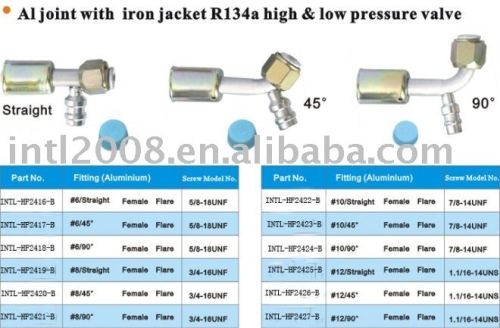 Alumínio conjunta de ferro com revestimento e tampa r134a hign& válvula de baixa pressão de atacado e varejo