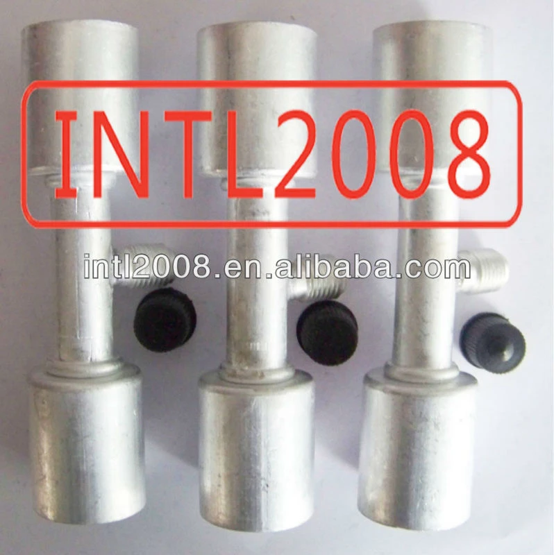 auto ac Aluminum Hose fitting adaptor two side with ferrule and R12 valve charge suit for 13mm hose ferrule 1/2" #10 Straight