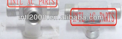 Outer Screw Thread TEE Through Aluminum Pipe Fitting for R134a Auto air conditioning system